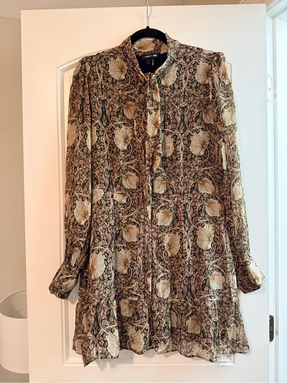 PAIGE Vittoria Pimpernel Print Long Sleeve Silk Georgette Minidress